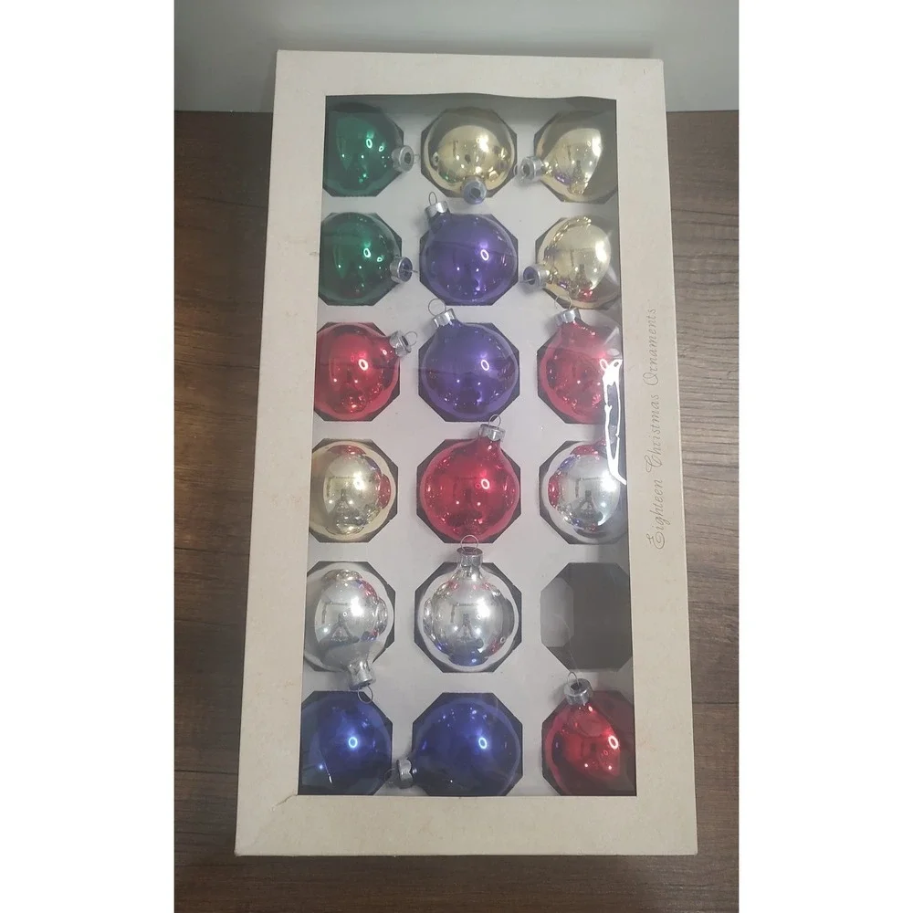 Vtg Rauch Christmas Ornaments Box Made In USA Mercury Glass Ball Multicolor O61